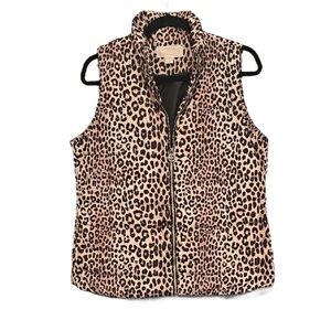 Michael Kors Leopard Print Sleeveless Vest - Tan, Black